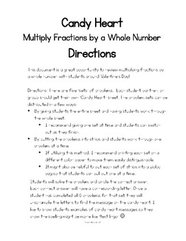Preview of Multiplying Fractions By a Whole Number Candy Hearts