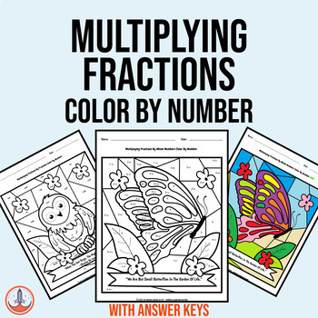 Preview of Multiplying Fractions Color by Number: Coloring Worksheets