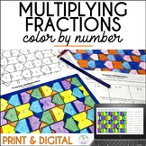 Multiplying Fractions Color by Number Worksheets, Digital 