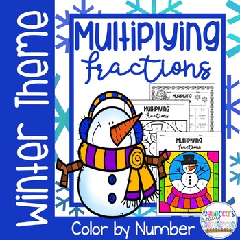 Preview of Multiplying Fractions Color by Number-Winter Theme