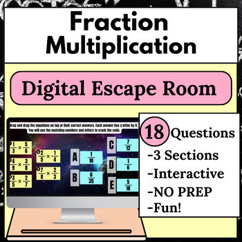 Preview of Multiplying Fractions Digital Escape Room | Middle School Math Escape Room