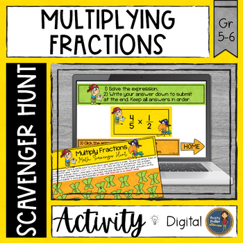 Preview of Multiplying Fractions Digital Math Scavenger Hunt