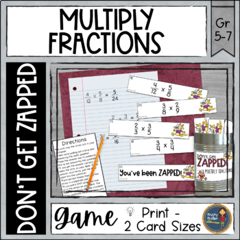 Preview of Multiplying Fractions Don't Get ZAPPED Partner Math Game Review - Math Center