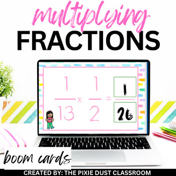 Preview of Multiplying Fractions 5th Grade Math Centers Activity Digital Game  BOOM CARDS