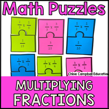 Preview of Multiplying Fractions Game - Matching Math Center - 5th Grade Math Test Prep