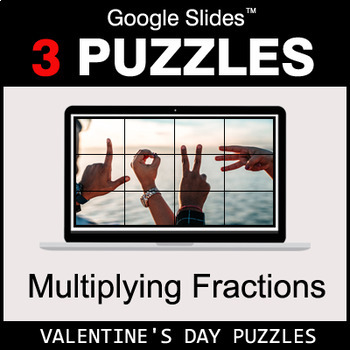 Preview of Multiplying Fractions - Google Slides - Valentine's Puzzles