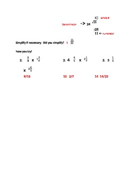 Preview of Multiplying Fractions Guided Notes