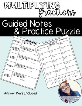 Preview of Multiplying Fractions Guided Notes and Puzzle
