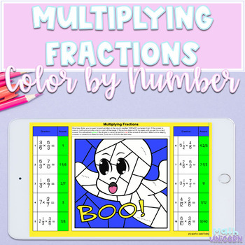 Preview of Multiplying Fractions | Halloween Color by Number | 