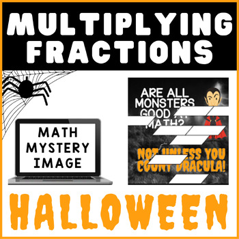 Preview of Multiplying Fractions | Halloween Math Mystery Digital Activity | Self-checking