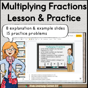 Preview of Multiplying Fractions Lesson & Practice - Digital Resource Activity