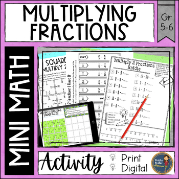 Preview of Multiplying Fractions Math Activities  - No Prep - Print and Digital