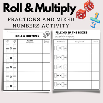 Preview of Multiplying Fractions & Mixed Numbers Rolling Dice Activity