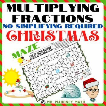 Preview of Multiplying Fractions - No Simplifying Required - Christmas/Holiday Maze