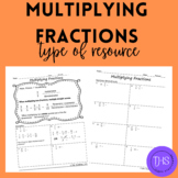Multiplying Fractions Notes and Worksheet
