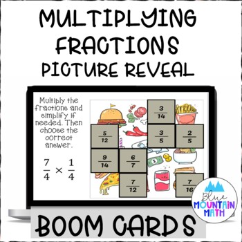 Preview of Multiplying Fractions Picture Reveal Boom Cards--Digital Task Cards