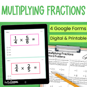 Preview of Multiplying Fractions Practice, Review and Assessment for Google Forms™ 