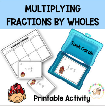 Preview of Multiplying Fractions Printable Task Cards Freebie 4th-6th