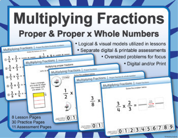 Preview of Multiplying Fractions | Proper & Proper x Whole Numbers | Digital & Print