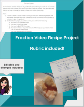 Preview of Multiplying Fractions Recipe Project | Video Project EDITABLE| Prealgebra