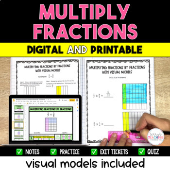 Preview of Multiply Fractions - Visual Models Included - Digital & Printable