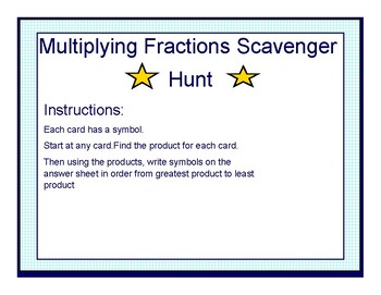 Preview of Multiplying Fractions Scavenger Hunt