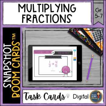 Preview of Multiplying Fractions Snapshot Boom Cards™ Digital Task Cards