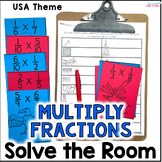 Multiplying Fractions Solve the Room Activity - USA theme Math