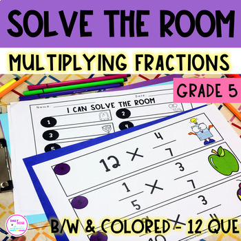 Preview of Multiplying Fractions Solve the Room Activity for Grade 5