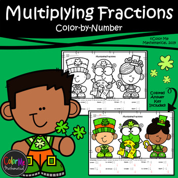 Preview of Multiplying Fractions | St. Patrick's Day | Color-by-Number Worksheet