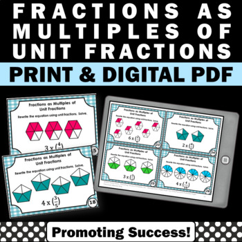 Preview of Multiplying Fractions by a Whole Number 4th Grade Math Task Card Stations SCOOT