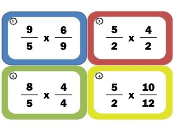 Preview of Multiplying Fractions Task Cards: Fraction-Multiplication Flash Cards