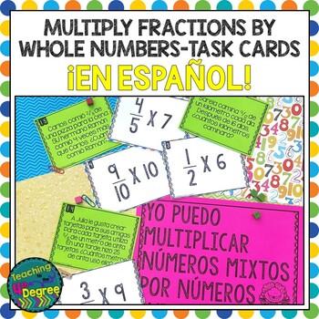 Preview of Multiplying Fractions Task Cards in SPANISH