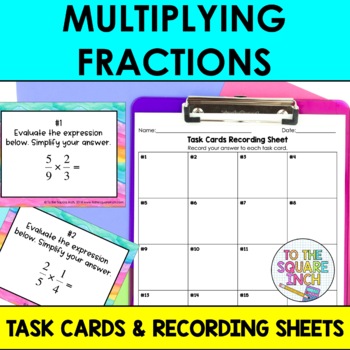 Preview of Multiplying Fractions Task Cards | Fraction Multiplication Practice Activity