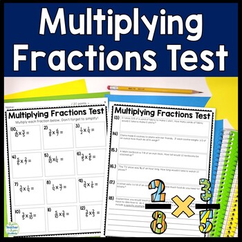 Multiplying Fractions Test with Answer Key | 2-Page Multiplying ...