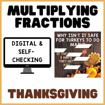 Preview of Multiplying Fractions | Thanksgiving | Math Mystery Image Digital Activity