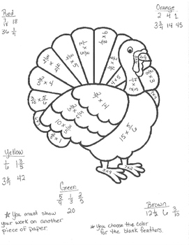 Multiplying Fractions Turkey By Halle Timpson 