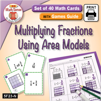 Preview of 5th Grade Math Sense Game | Multiplying Fractions Using Area Models 5F23-N