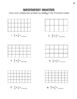 Multiplying Fractions Using Area Models Practice Packet (Common Core