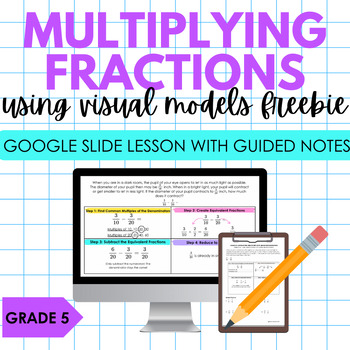 Preview of Multiplying Fractions Using Visual Models | 5th Grade Math Lesson | Freebie