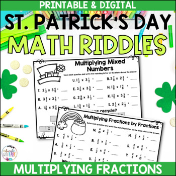 Preview of Multiplying Fractions, Whole Number & Mixed Numbers St. Patrick's Day Worksheets