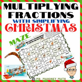 Preview of Multiplying Fractions - With Simplifying - Christmas/Holiday Maze
