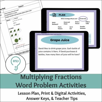 Preview of Multiplying Fractions Word Problems Digital and Print Activities