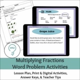 Multiplying Fractions Word Problems Digital and Print Activities