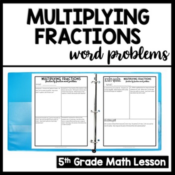 Preview of Multiplying Fractions Word Problems, 5th Grade Fraction Review Worksheets & Quiz