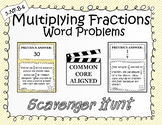 Multiplying Fractions Word Problems - Scavenger Hunt (5.NF.B.6)