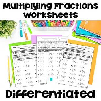 Preview of Multiplying Fractions Worksheets - Differentiated