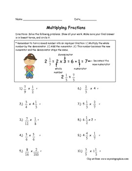 Preview of Multiplying Fractions and Mixed Numbers