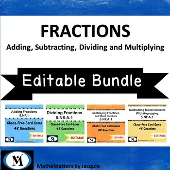 Preview of Bundle: ADD, SUBTRACT, DIVIDE and MULTIPLY Fractions 4 Games 5.NF.A.1  6.NS.A.1
