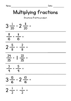 Preview of Multiplying Fractions and Mixed Numbers FREEBIE